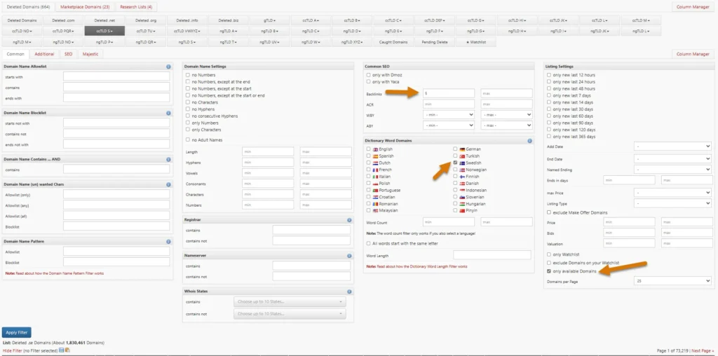 filtreringexpireddomains filtrering expired domains