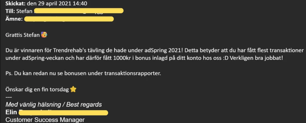 adspring vinnare